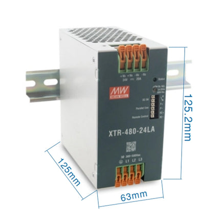 MEAN WELL XTR-480 Series: Rail Power Supply - XTR-480-12LA